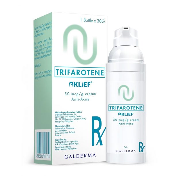 Image of Galderma's new Acne Medication Aklief and its packaging.